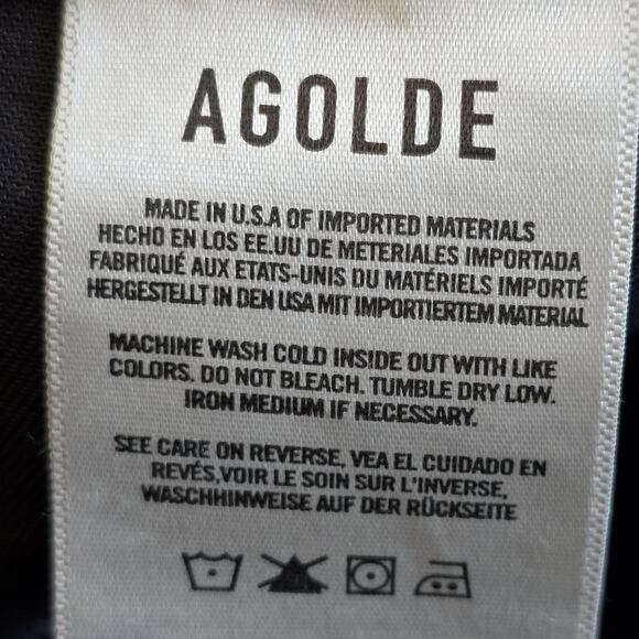 AGOLDE Jeans Womens 28 Black Cherie High Rise Straight Raw Hem Made USA Zip Fly - Picture 4 of 11